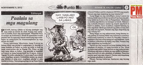 Lokal na pahayagan editorial cartoon wikang filipino tanggalin